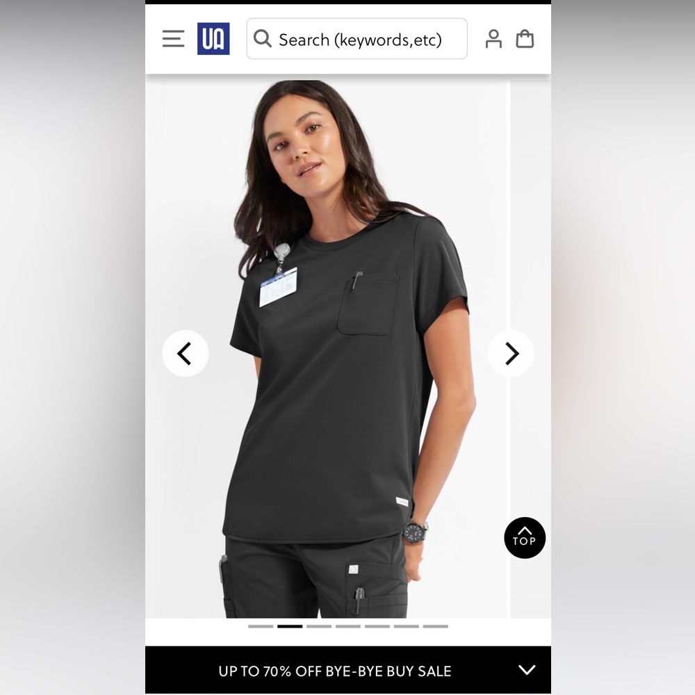 Womens 2x Black UA Resurge Crewneck Scrub Top